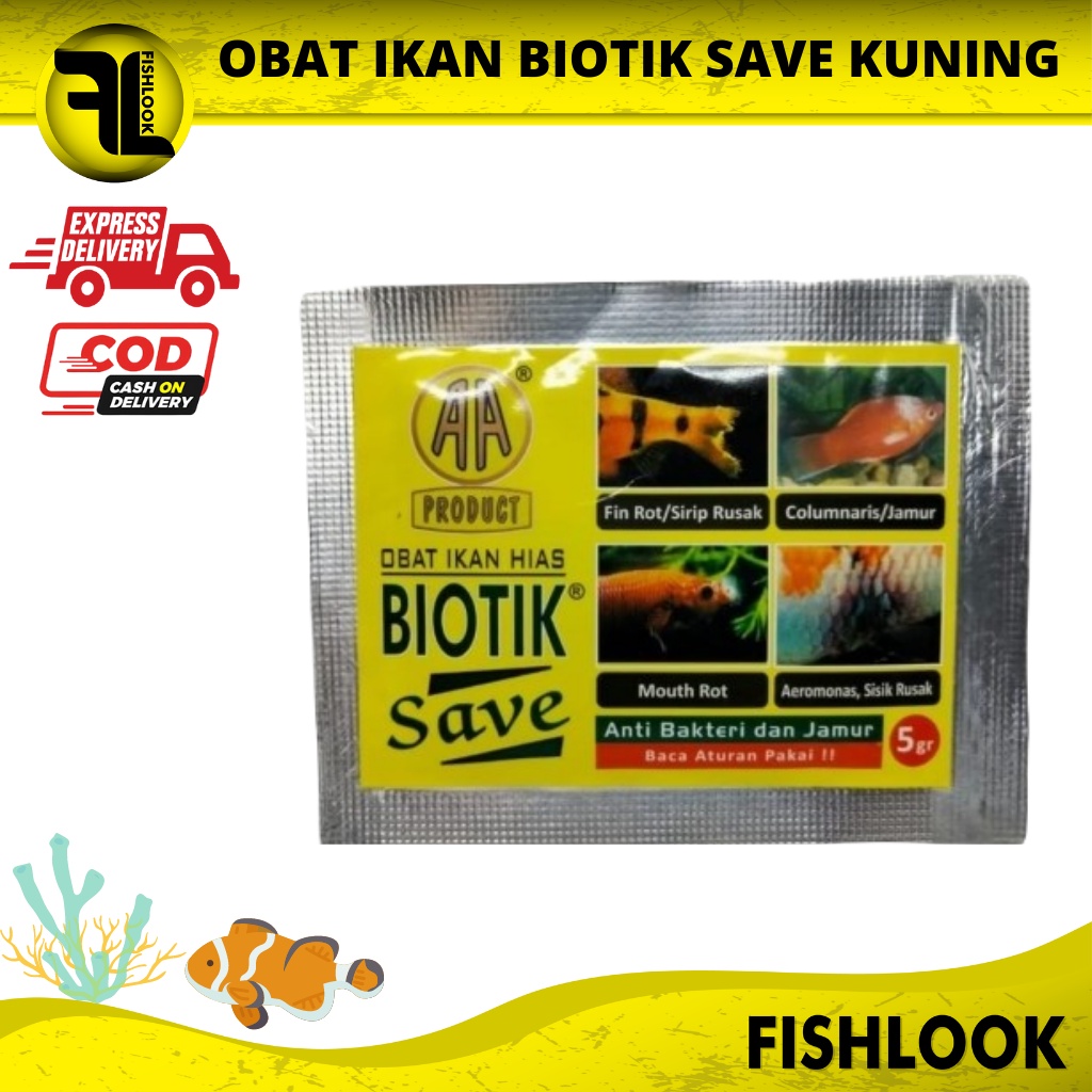 Biotik Save Obat Anti Bakteri dan Jamur Ikan Hias Aquarium 5gr murah