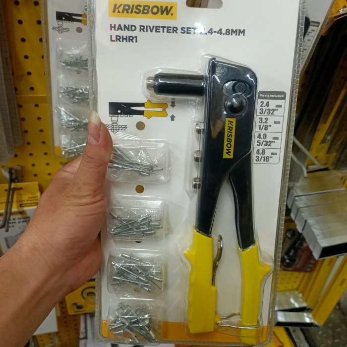 hand riveter krisbow set mata 2,4mm-4.8mm - tang ripet krisbow set mat jtp