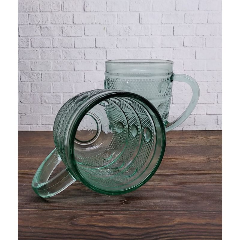 GELAS KOPI GAGANG POLKADOT 6 PCS GRATIS KOPI KAPAL API & GILAS JUS GELAS GAGANG KOPI KACA