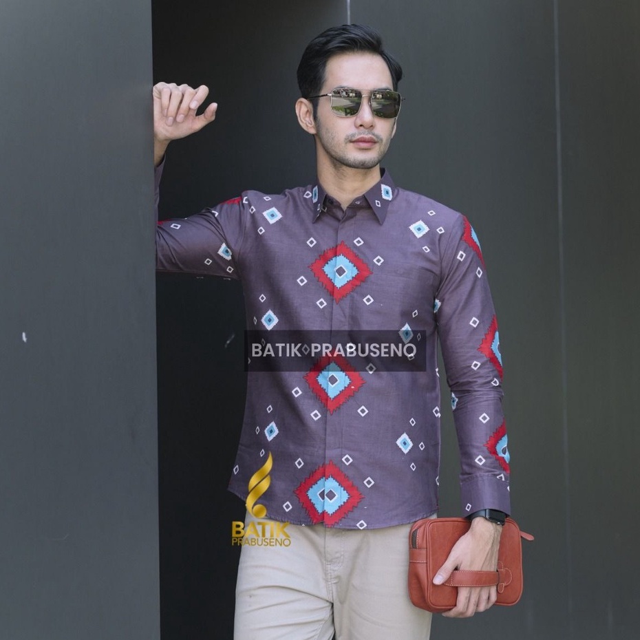 MOTIF HANSUMRIKO PRABUSENO Original Katun Batik Pria Dewasa Printing Slimfit Lengan Panjang Lapis Fu