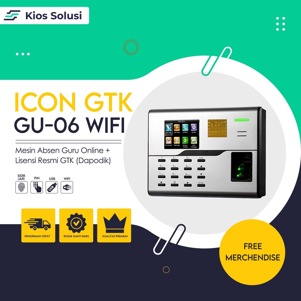 Mesin Absen Guru ICON GTK GU-06 | Mesin Absensi WIFI | Fingerprint | Sidik Jari