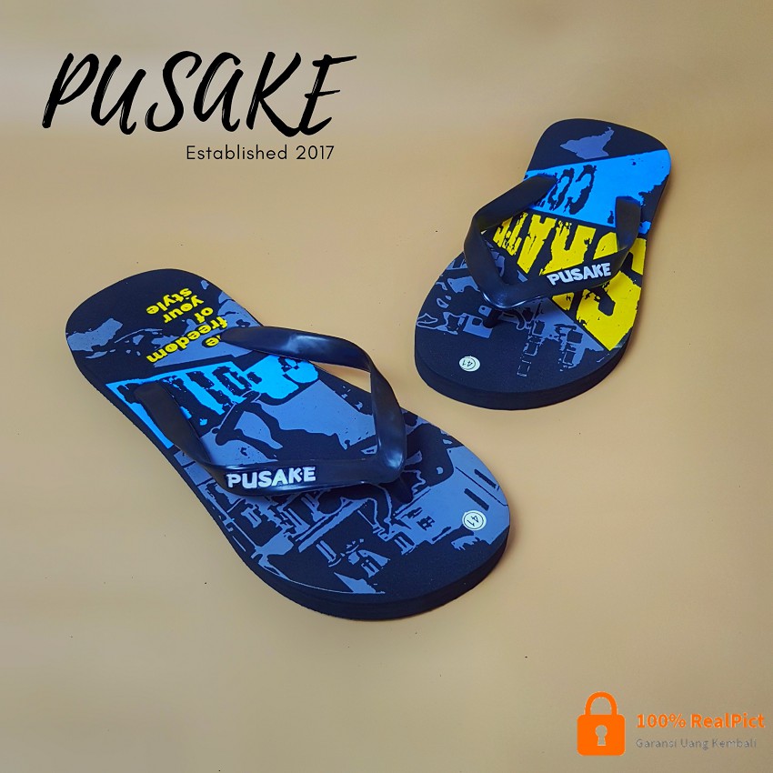 PUSAKE - Sandal Jepit Distro Printing 3D Unisex Dewasa Bandung / Flip Flop Sandals