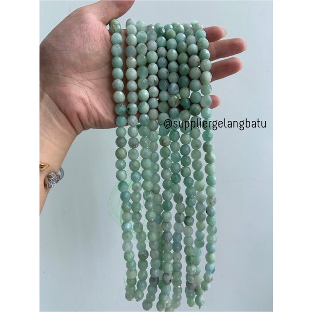 bahan Green Jade CUTTING 10mm renceng hijau putih batu gelang kalung craft kerajinan tangan etnik vintage bali