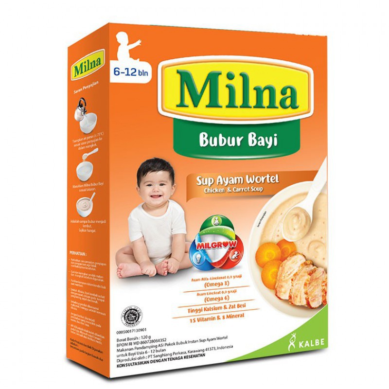 Milna Bubur Bayi untuk Bayi 6m+ 120g (Tersedia varian rasa)