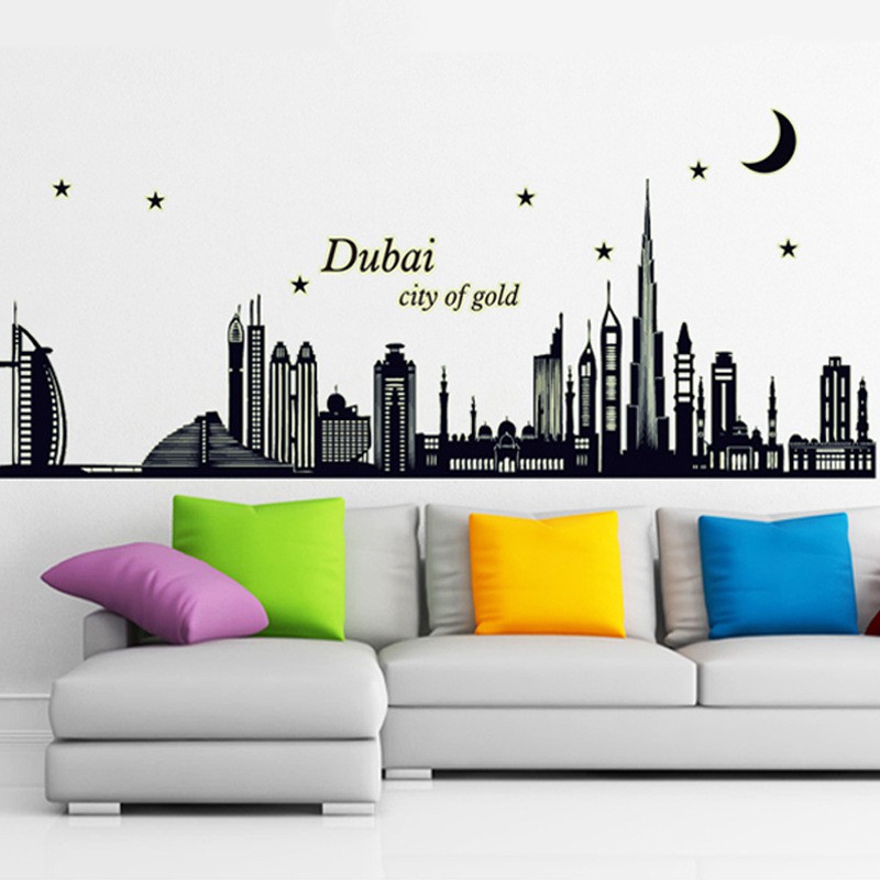 RELIZA Wall Sticker | Stiker Dinding DUBAI CITY OF GOLD GLOW IN THE DARK 60X90 ABQ9616