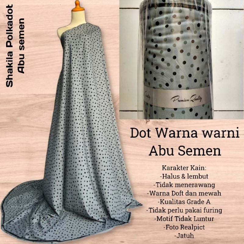 Kain Bahan Shakila Motif Polkadot Warna warni n Dot Hitam Harga per 0.5 meter
