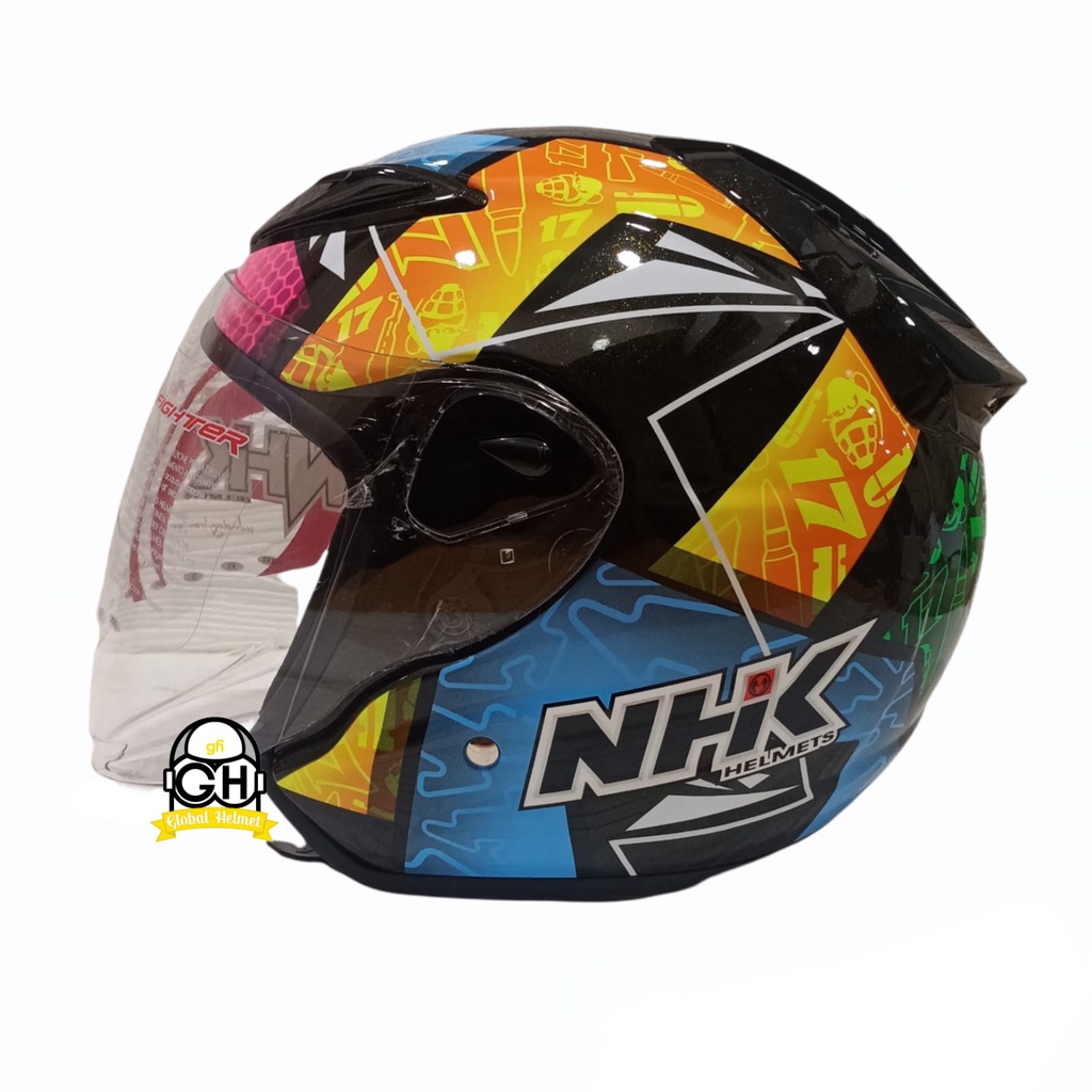 HELM NHK R6 HALF FACE GP EDITION KAREL #4 BRNO BLACK GOLD YELLOW R6