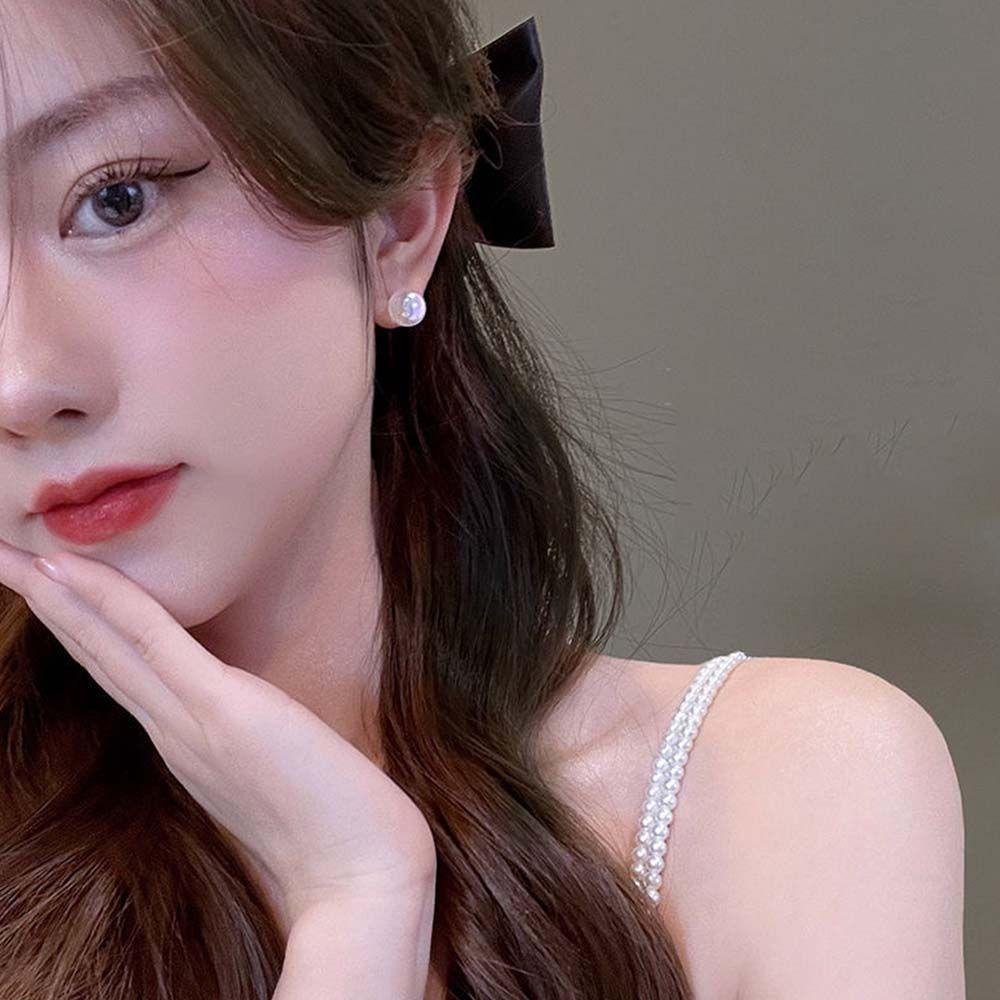 Mxbeauty Anting Wanita Hadiah Trendi Perhiasan Telinga Mutiara Imitasi Temperamen Warna Mermaid Gaya Korea Stud Earrings