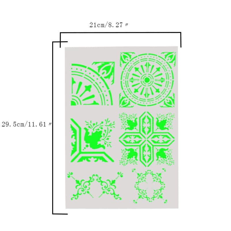 Plastic Stencil - Six Wall Painting Pattern (29,5x21,0cm)