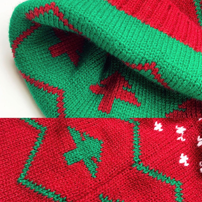 Topi Santa Claus Bahan Wol Warna Merah Hijau Untuk Anak Dan Dewasa