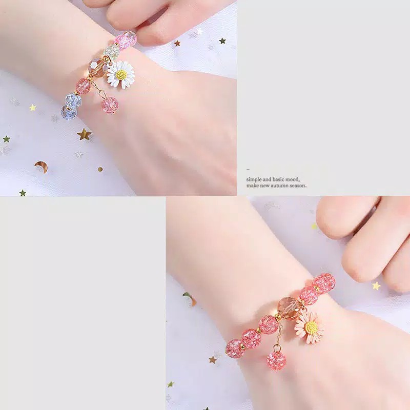 GELANG WANITA SUNFLOWER FASHION JEWELRY PINK