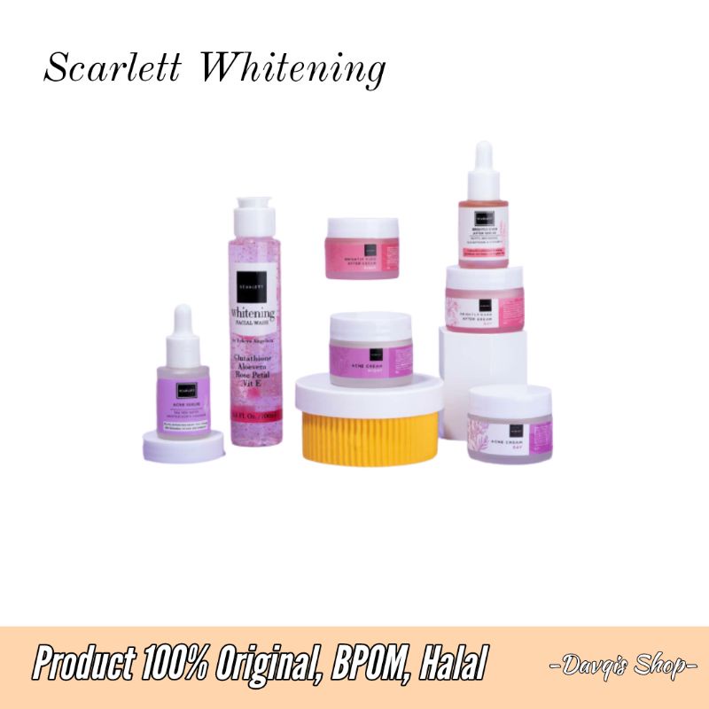 COD scarlett Paket Whitening isi 4 item Perawatan wajah Acne & Bright