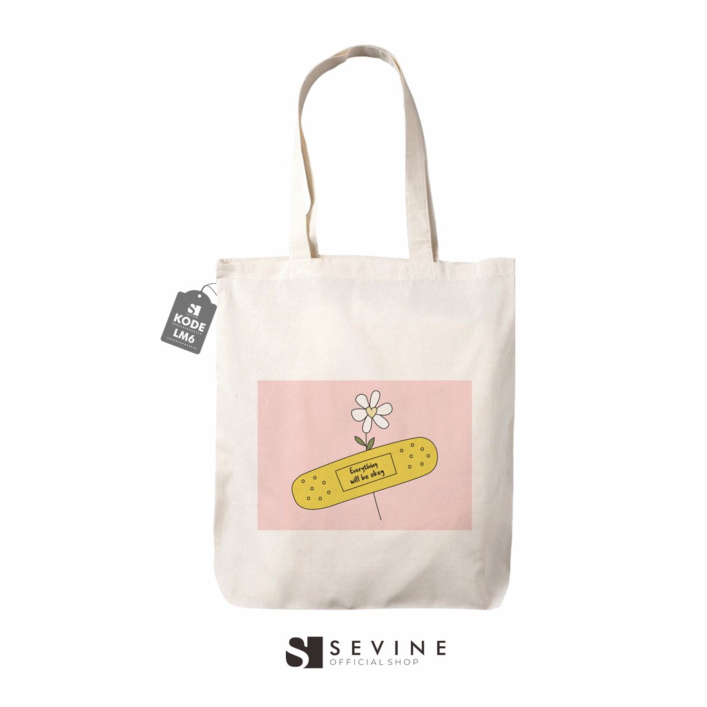 Sevine Totebag Tas Wanita Tote Bag Resleting Quote Motivation - LM