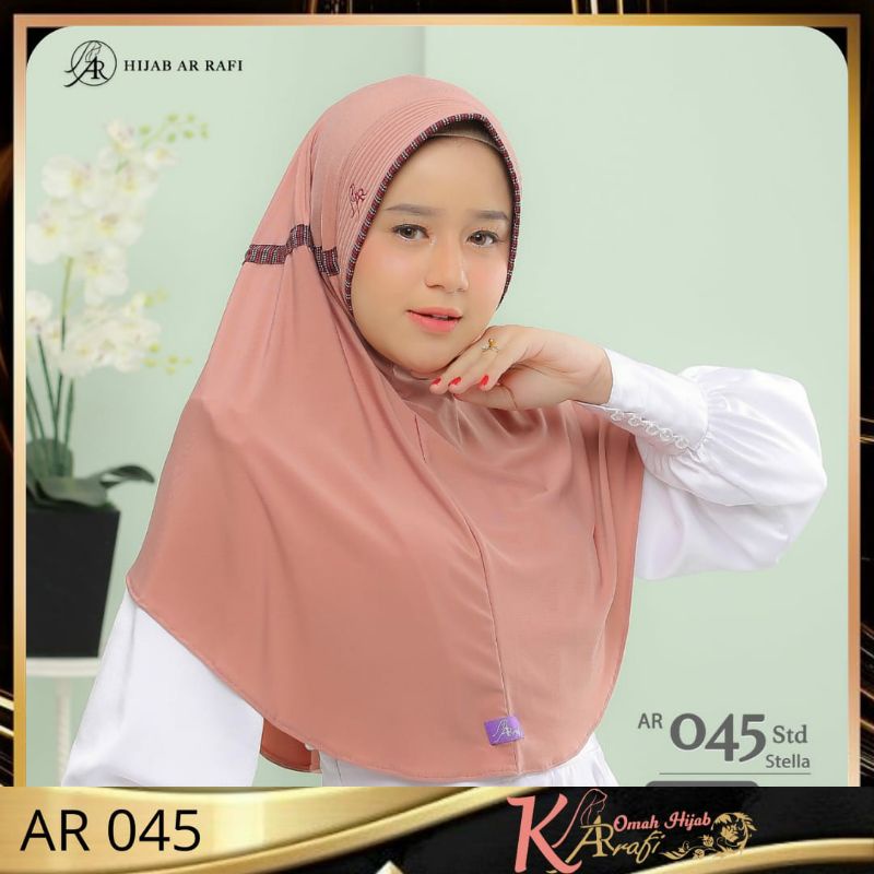 Terlaris - Hijab Jilbab Kerudung Instan Polos Serut Motif Simple Nyaman AR045 ori by Arrafi Best Sel