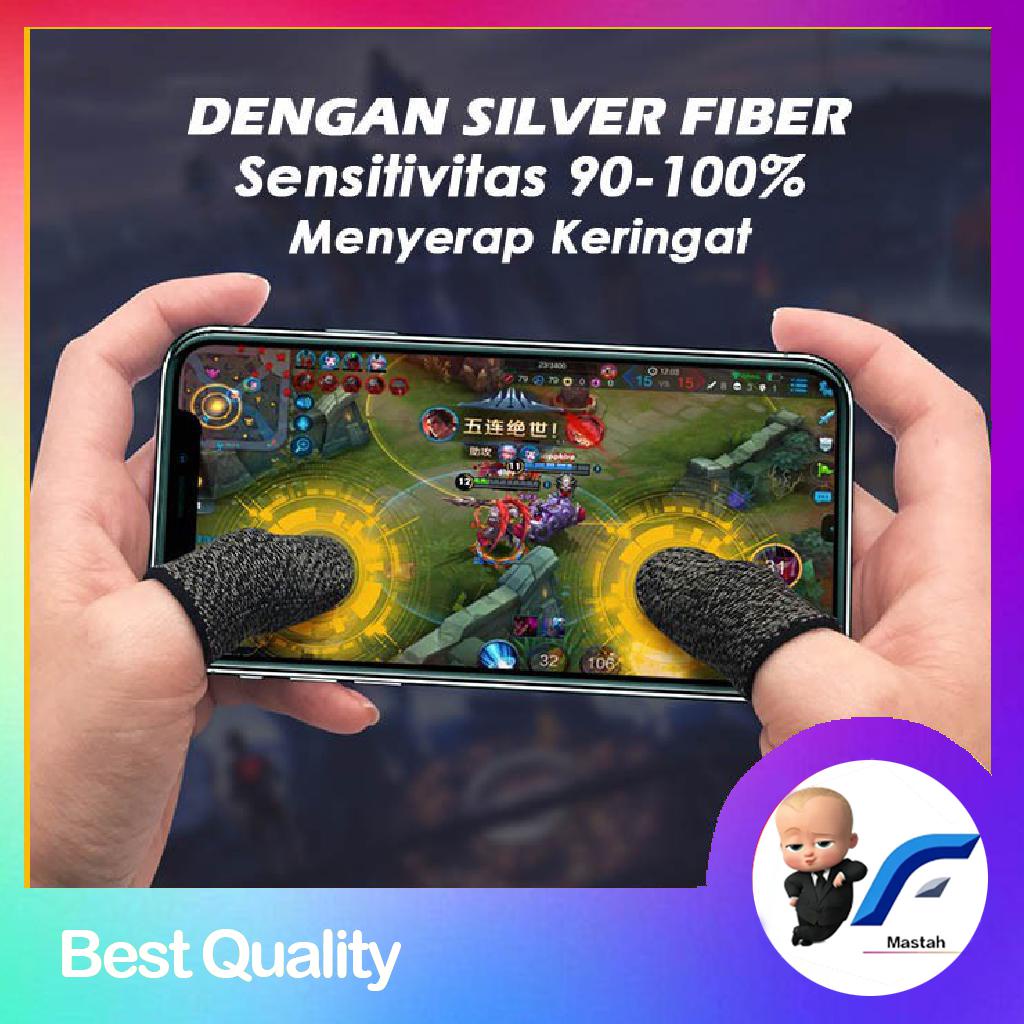 Dgpnt~2 Pcs Sarung Jari Jempol Gaming Game HP Dengan Silver Fiber Touchscreen Finger Sleeve