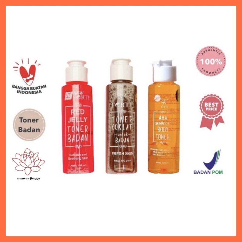 SYB Toner Badan Red Jelly | Toner Coklat 100ml | AHA SKINBOOST BODY TONER | Toner Wajah Putih | Toner Tubuh (✔BPOM)