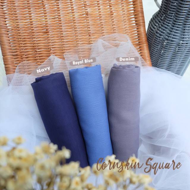 Hijab Cornskin Square Jahit Tepi ukuran 110x110cm