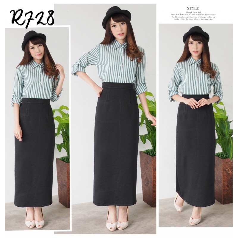 Rok bigsize jumbo hitam panjang bagus kerja kantor gereja fashion cewek wanita murah -728