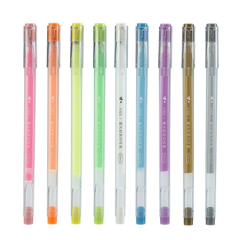 Pulpen Gel Colorful 0.6mm 9pcs/pack Warna-Warni - Deli A166