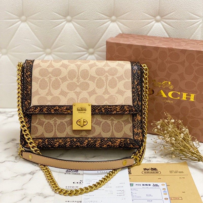 TAS SELEMPANG/TAS BAHU WANITA - COACH HUTTON SNAKE SKIN TC4407 free BOX