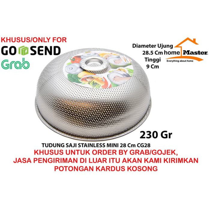 [GOJEK/GRAB] HomeMaster Tudung Saji Stainless Mini 28 Cm CG28