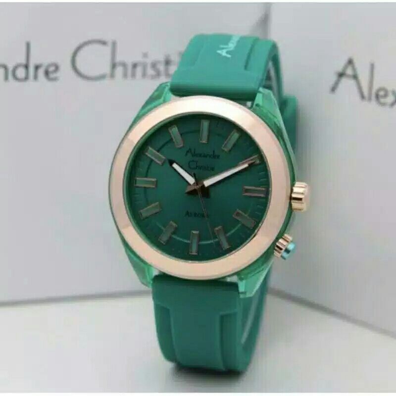 JAM TANGAN ALEXANDRE CRISTIE AC 2928 WANITA GREEN ROSEGOLD