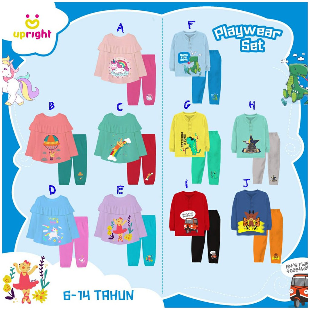 PLAYWEAR SET UPRIGHT untuk anak usia 5-14th / Setelan baju anak / Daily set Upright