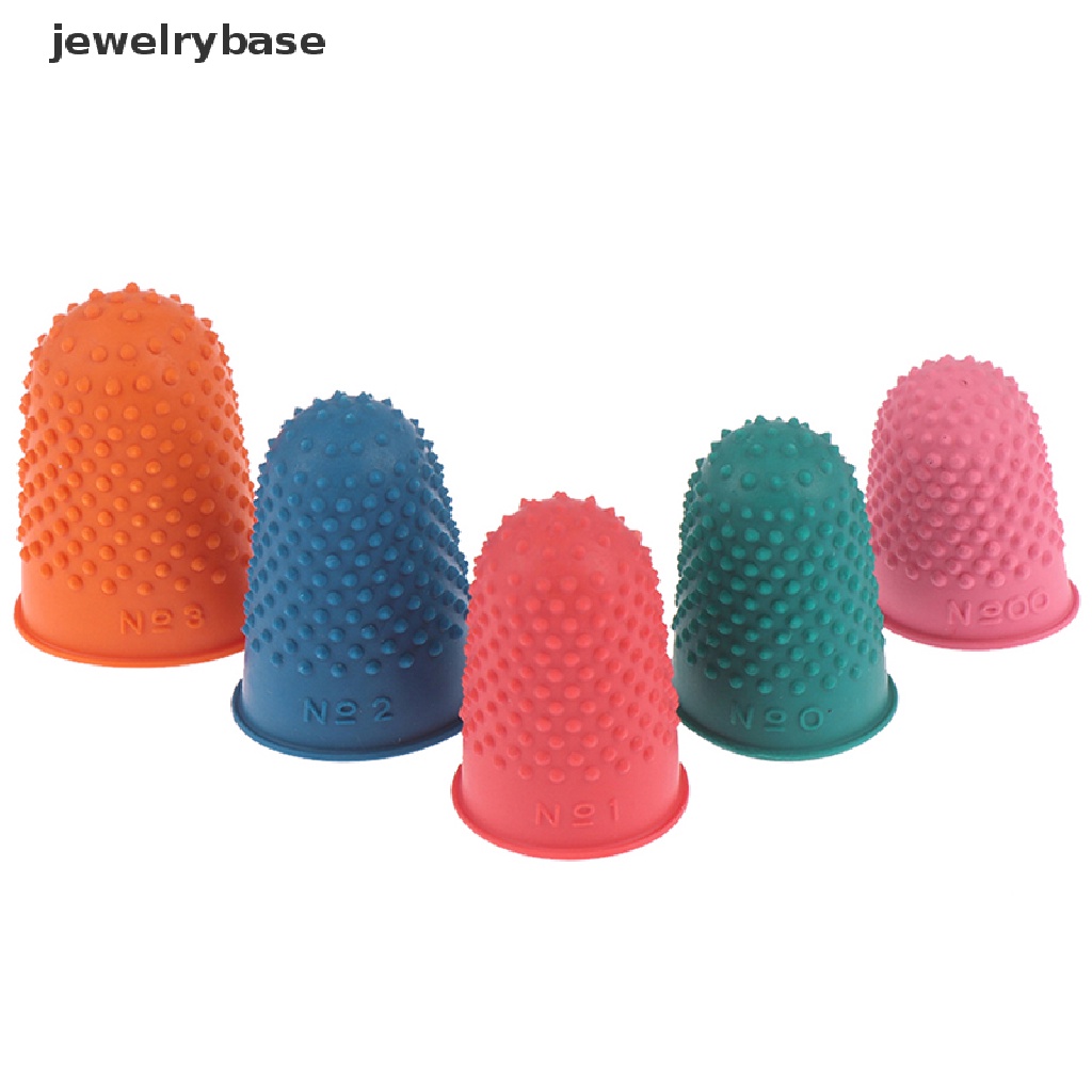 5 Pcs Pelindung Ujung Jari Bahan Karet Untuk Kerajinan Jahit