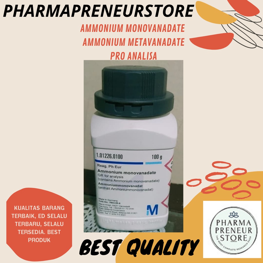 AMMONIUM METAVANADATE / AMONIUM METAVANADAT / MONOVANADATE PRO ANALISA PER 2 GRAM MERCK BEST QUALITY