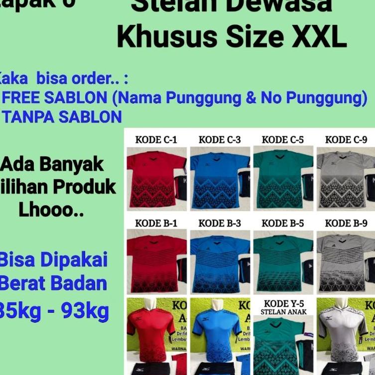 Terbagus.. Jersey Bola XXL Dewasa | Jersey Futsal Jumbo | Kaos Futsal Jumbo | Baju Bola Jumbo | Baju