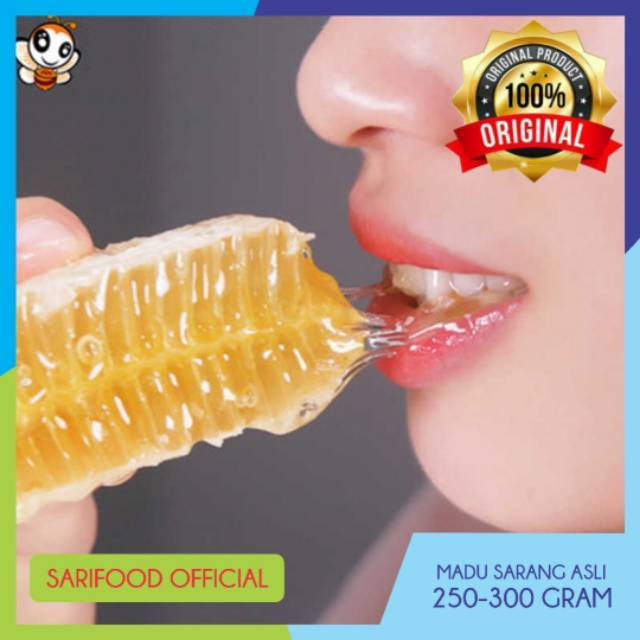 

[COD] SARANG MADU ASLI MURNI HONEYCOMB melifera 250 gram bonus sendok kayu cantik yellows