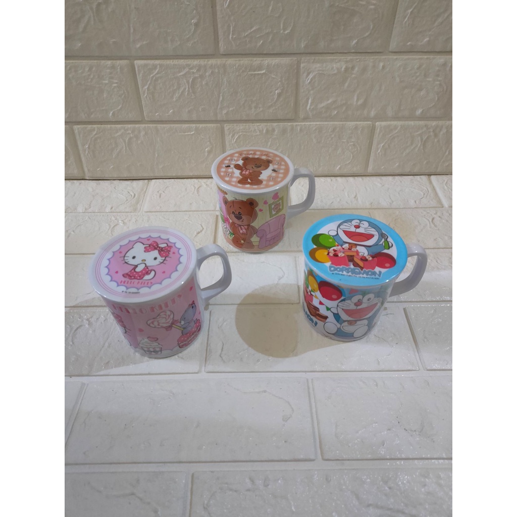 MUG 3,5 inch MOTIF VANDA / GELAS MOTIF / GELAS ANAK / GELAS LUCU / MUG MELAMINE / MUG DAN TUTUP / MU