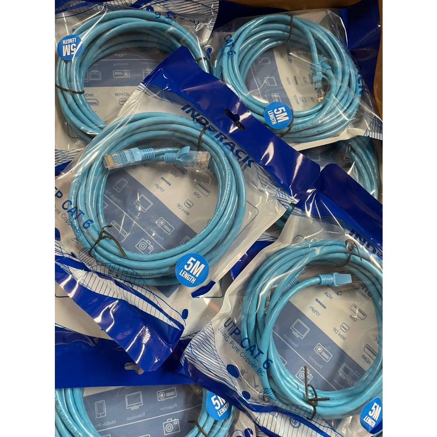 INDORACK C65B 5 Meter Kabel Lan CAT6 UTP Patch Cord Cable -BLUE