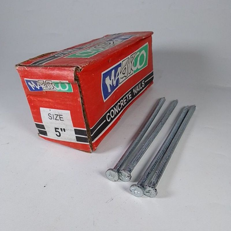 Paku Beton Putih Galvanis / Paku Tembok Cor Madico 5" 5 Inch