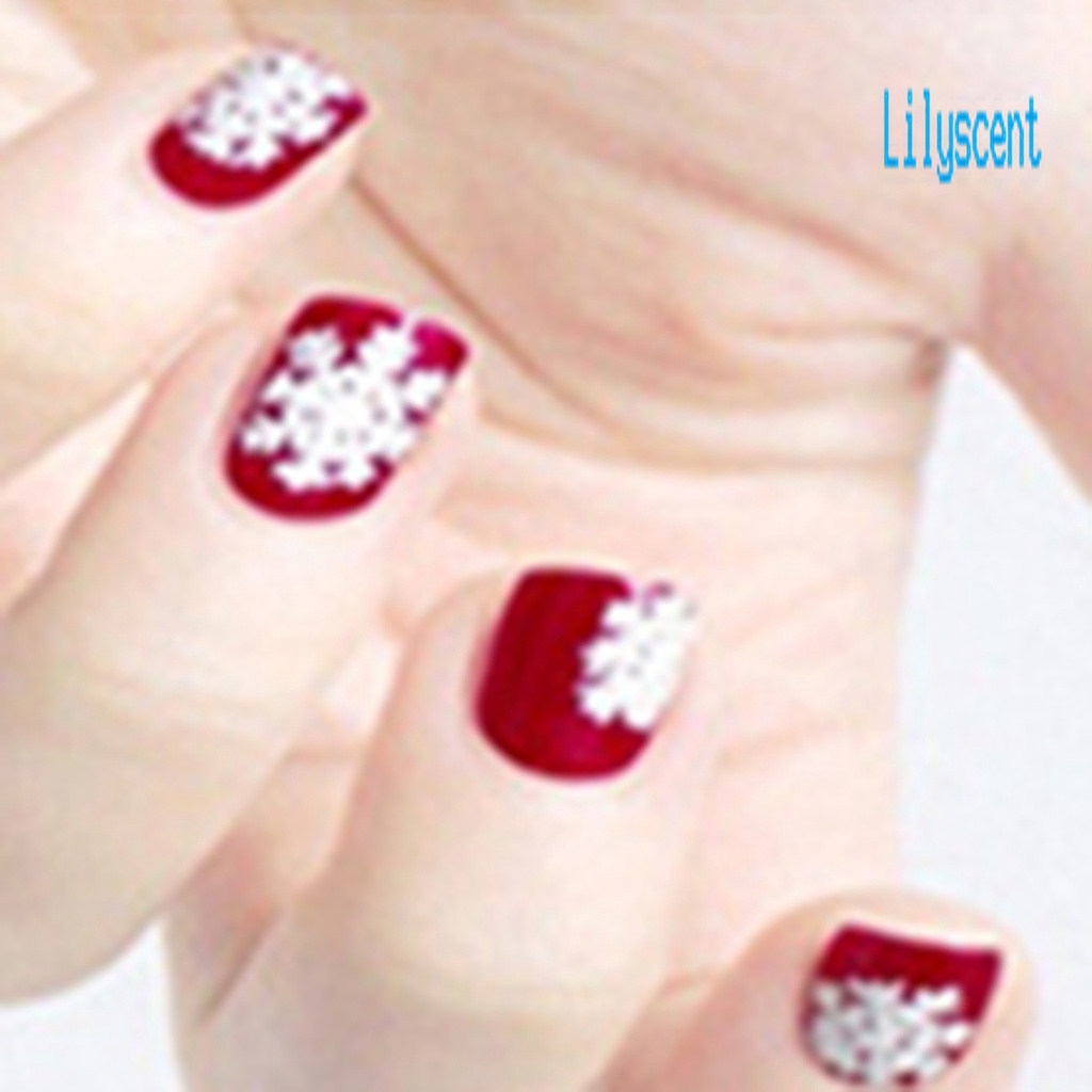 Stiker Kuku Motif Kepingan Salju Warna Solid