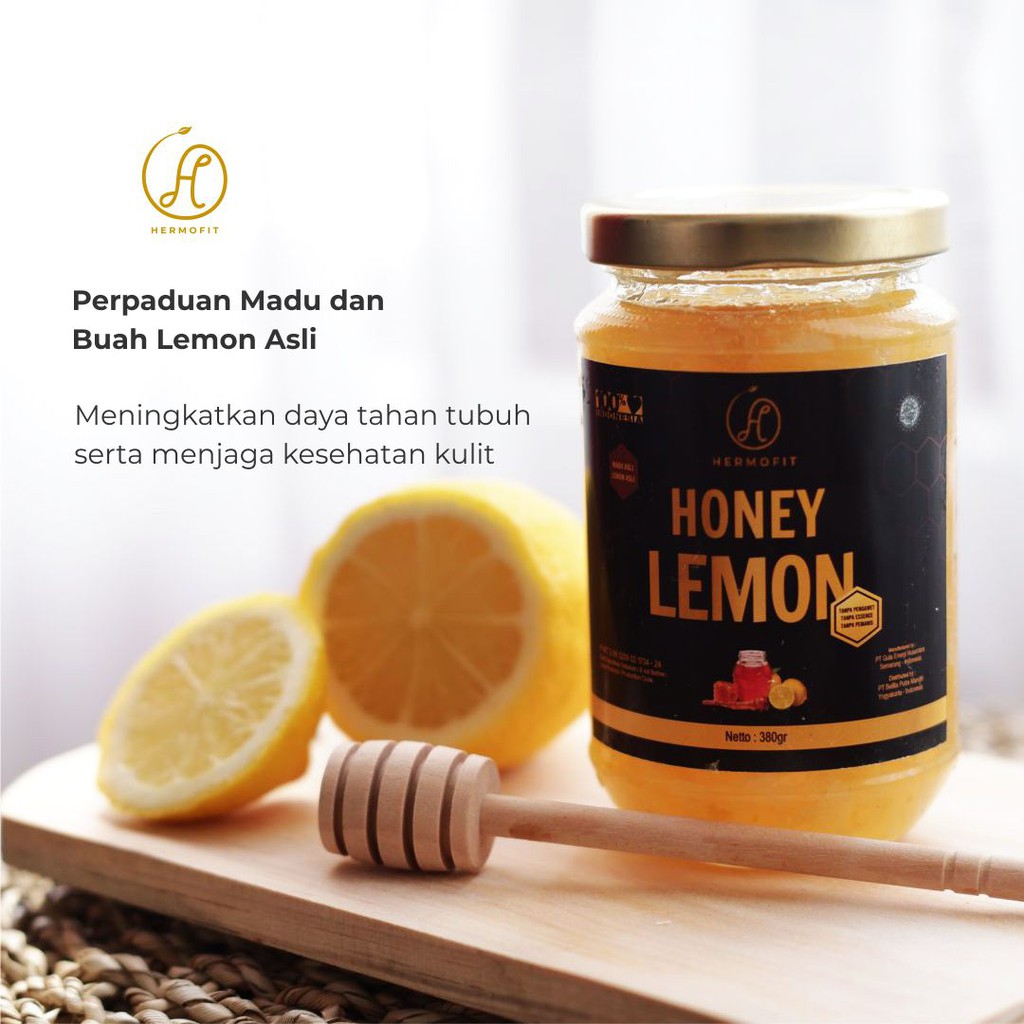 

MADU ASLI HONEY LEMON HERMOFIT / 380gr / free sendok kayu