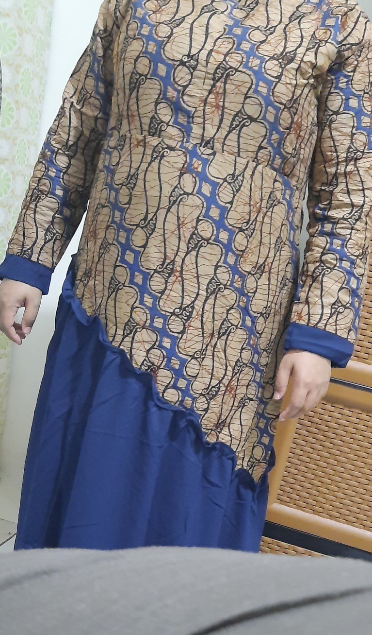 Gamis Batik Kombinasi Batik Manggar Kenongo Ukel Sogan Batik Modern