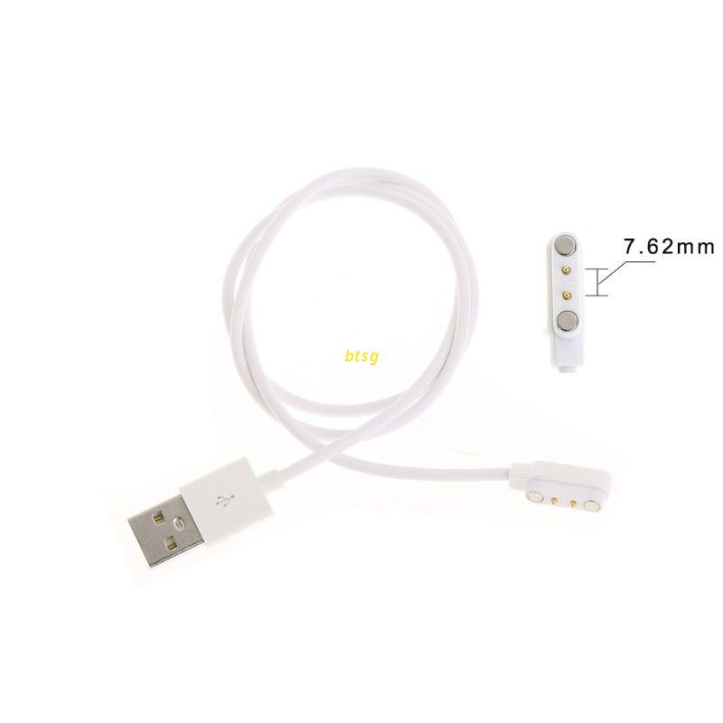 Btsg Kabel Charger USB Magnetik Untuk Smartwatch 2 Pin Jarak 7.62mm