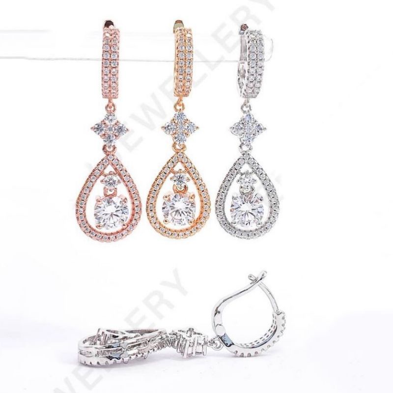 anting labu look diamond replika berlian lapis emas