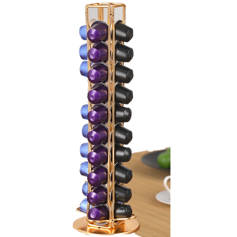 40 Capsul Tempat Kapsul Kopi Untuk Nespresso Coffee Capsule Holder Rotating Tower Rack