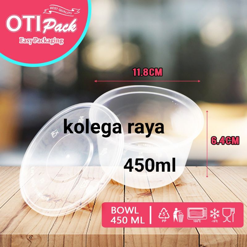 Thinwall Bowl OTB 450ML Wadah Makanan Plastik FoodGrade  Model Mangkok  tutup anti tumpah  ISI25PCS