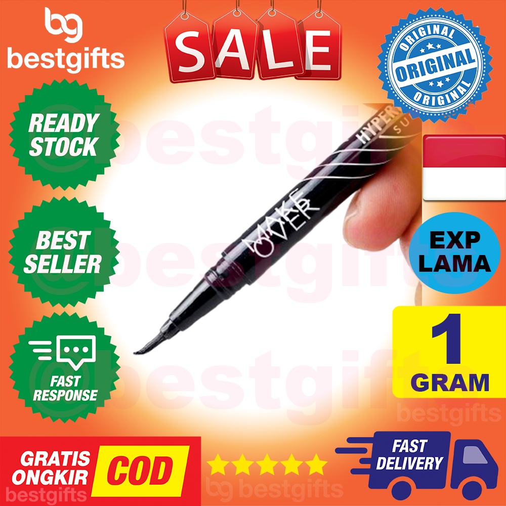 MAKEOVER MAKE OVER HYPERBLACK SUPERSTAY LINER BLACK EYELINER TIDAK LUNTUR EYE LINER HITAM 1 GRAM