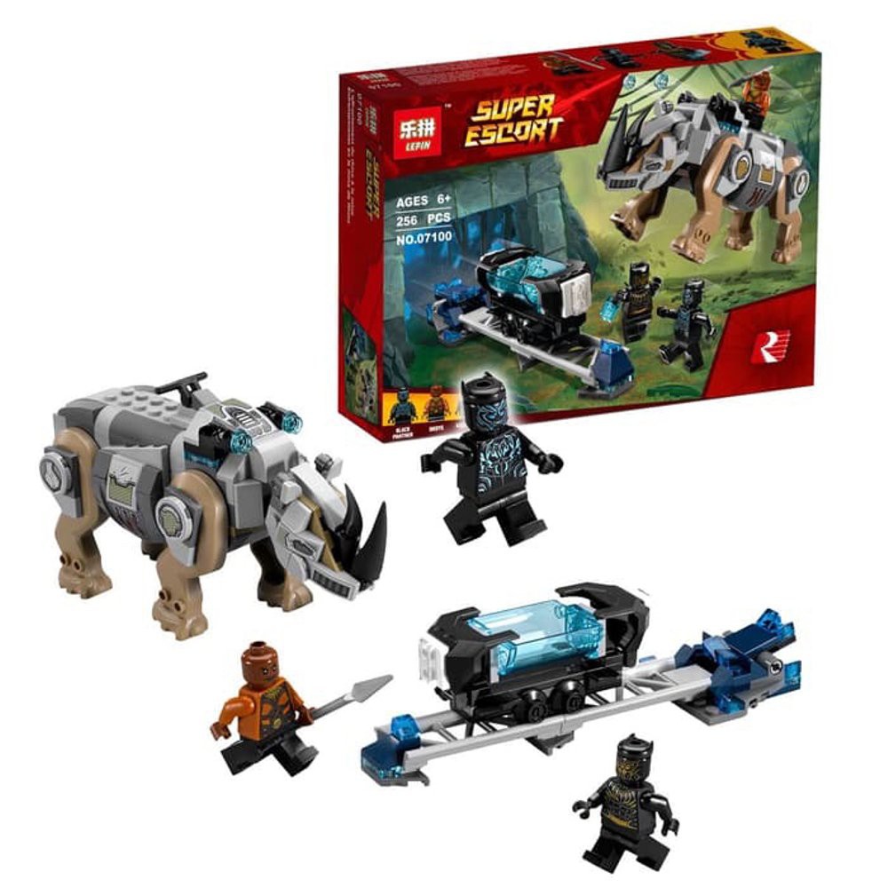 Lego Lepin 07100 Super Heroes Black Panther Rhino Face Off Terlaris