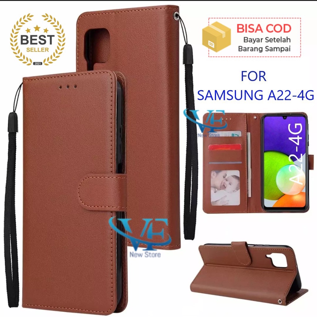 DOMPET HP UNTUK SAMSUNG A22-4G / LEATHER FLIP CASE SAMSUNG A22 {4G}