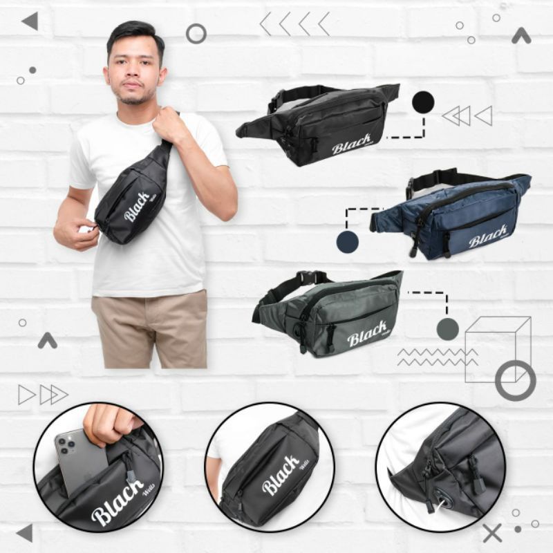 Waistbag Pria anti air Waterproof multifusi terbaru forlight selempang