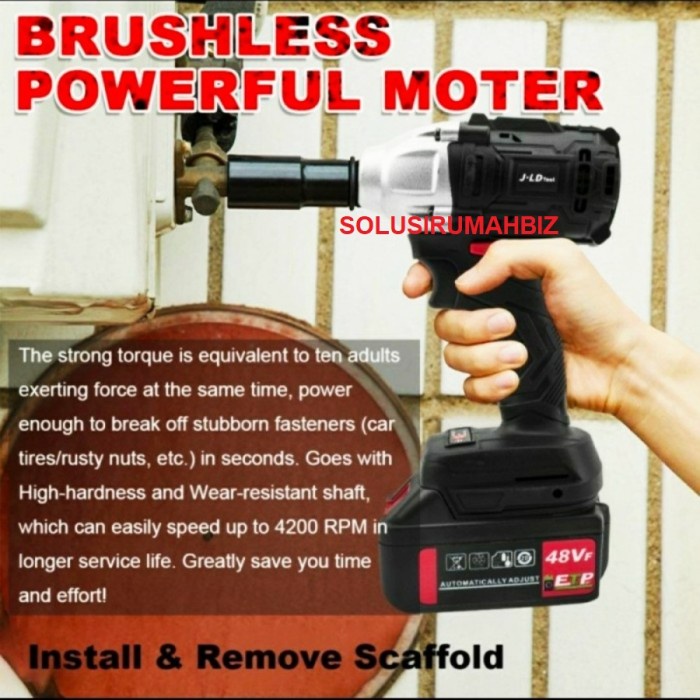 JLD 48S CORDLESS IMPACT WRENCH 48V BOR BUKA BAUT KUNCI 48 VOLT