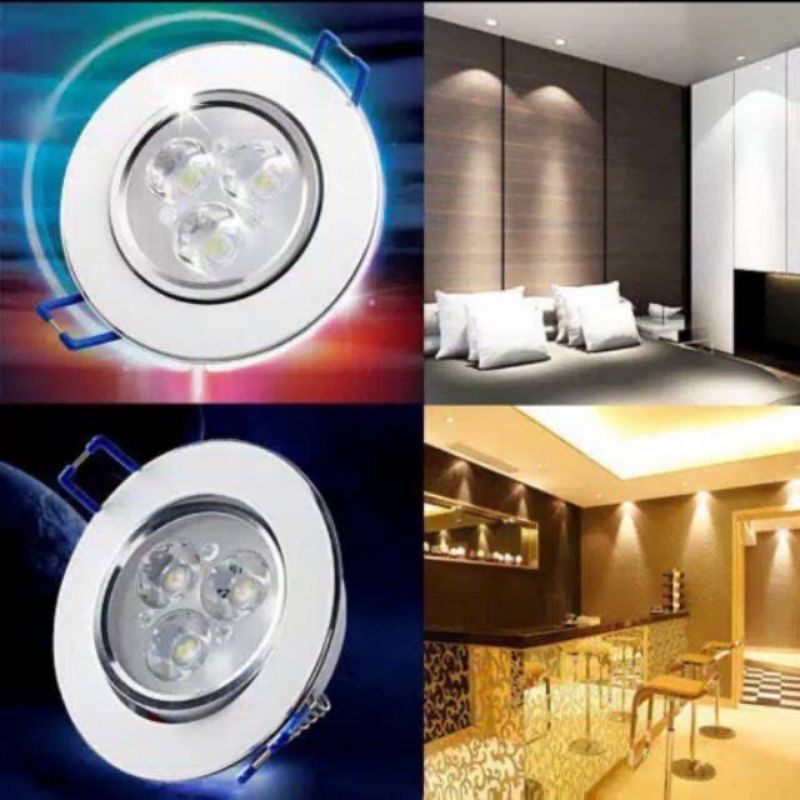 LAMPU DOWNLIGHT 3WATT 3MATA - LED CEILING LIGHT 3 WATT 3W PUTIH DAN