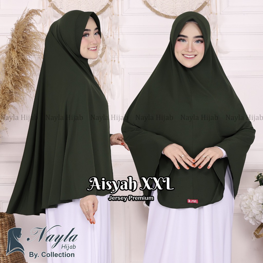 BERGO TERMURAH JILBAB INSTAN AISYAH XXL KERUDUNG JUMBO JERSEY TERLARIS NAYLA HIJA'B-ARMY