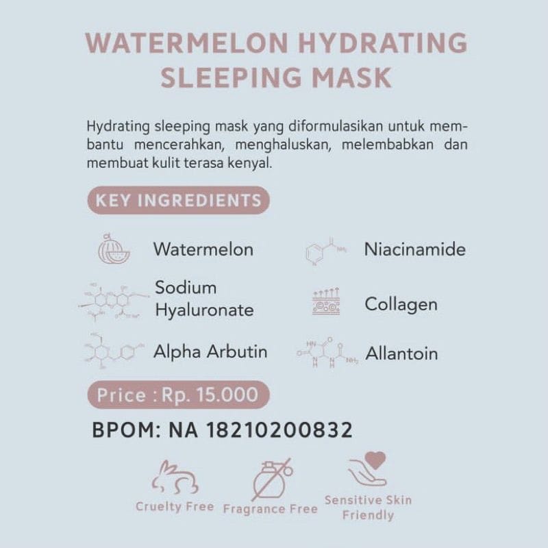 ( SALE) GLOURGANIC WATERMELON &amp; TAMANU  SLEEPING MASK