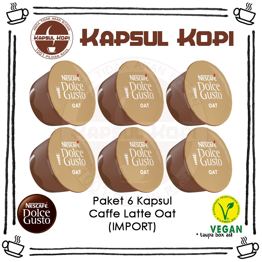

Paket 6 Kapsul Caffe Latte Oat KapsulKopi Impor Nescafe Dolce Gusto